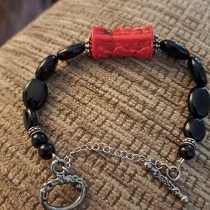 Artisan Handmade Red Coral Bracelet. Sz 7.5". $14.